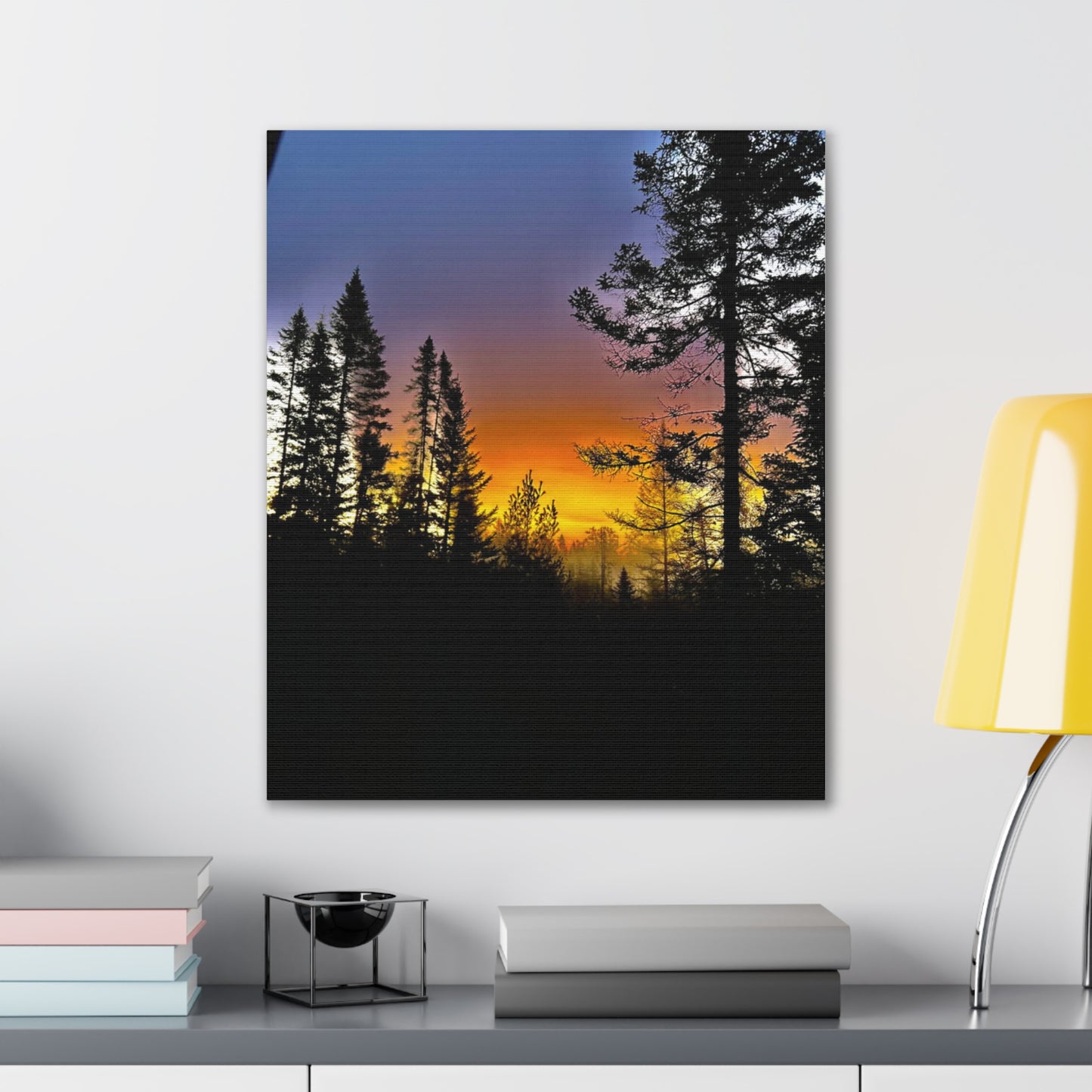 Sunset Forest Canvas Art - Stretched Wall Decor for Nature Lovers