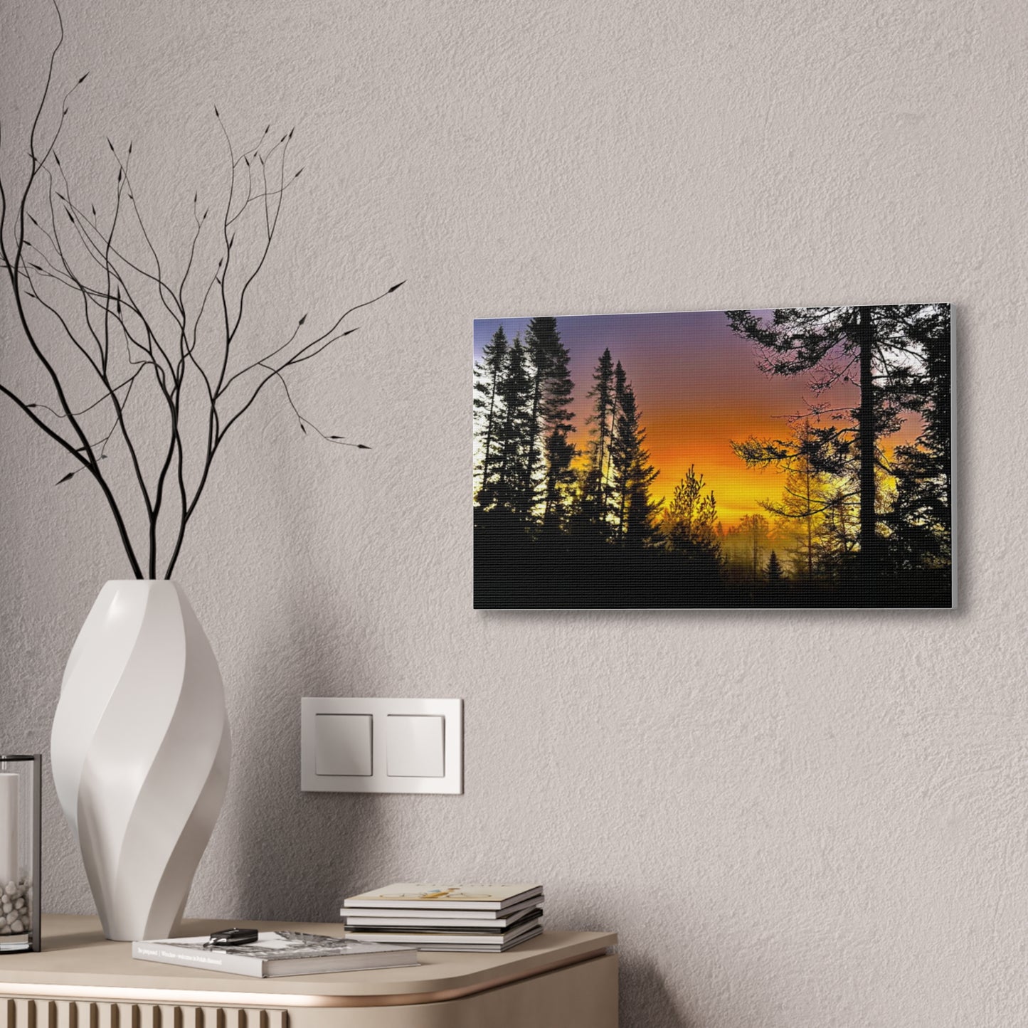 Sunset Forest Canvas Art - Stretched Wall Decor for Nature Lovers