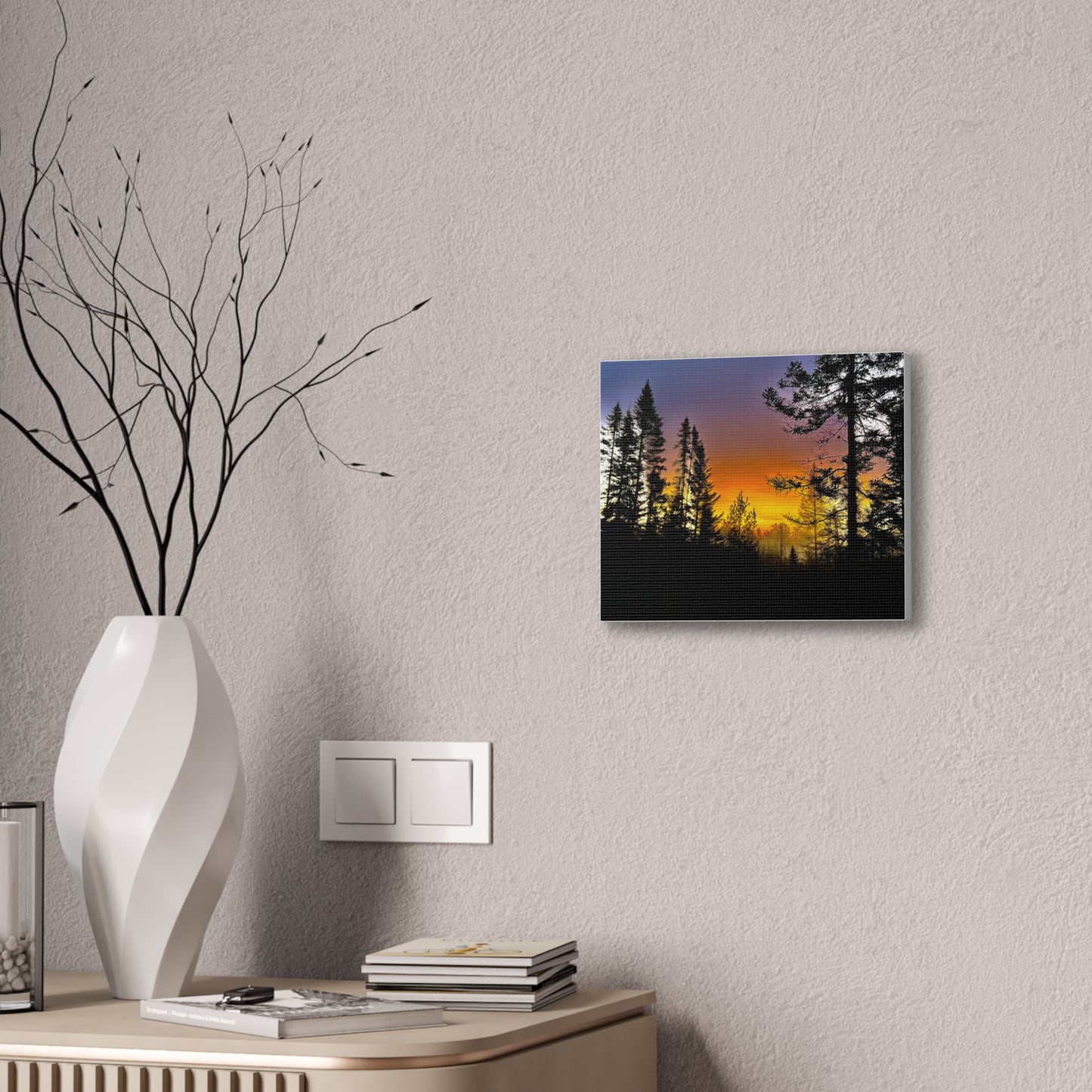 Sunset Forest Canvas Art - Stretched Wall Decor for Nature Lovers