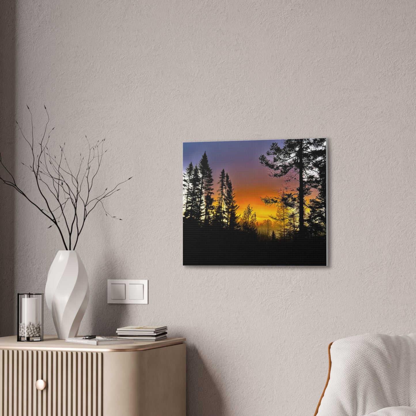 Sunset Forest Canvas Art - Stretched Wall Decor for Nature Lovers