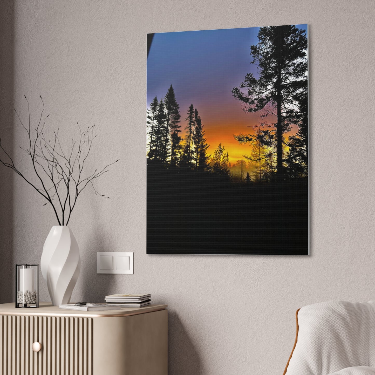 Sunset Forest Canvas Art - Stretched Wall Decor for Nature Lovers