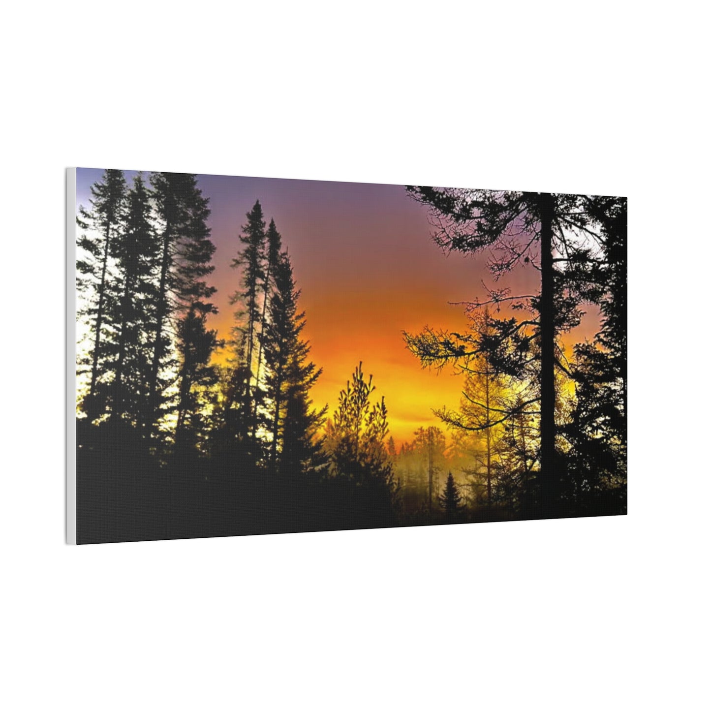 Sunset Forest Canvas Art - Stretched Wall Decor for Nature Lovers