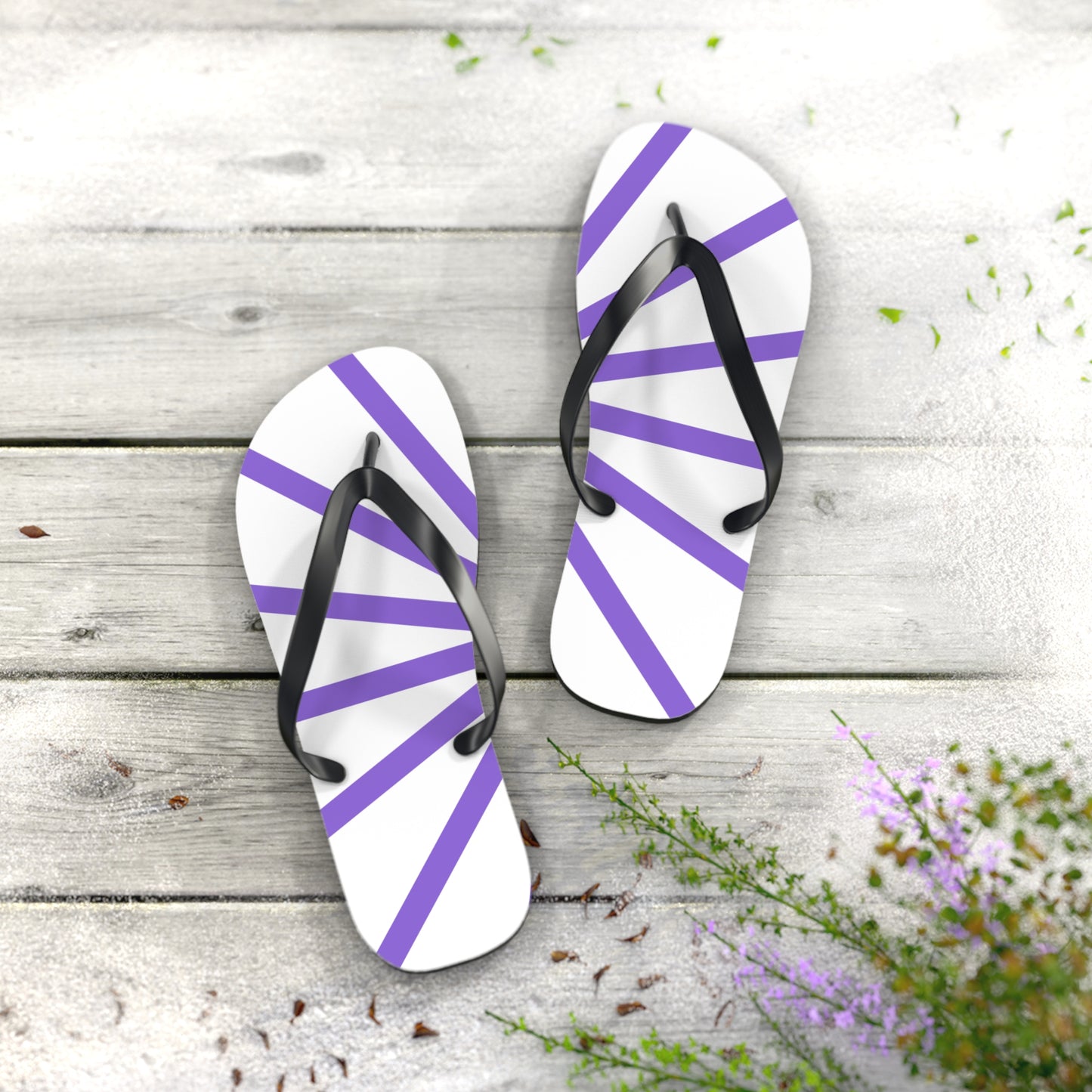 Flip Flops - Purple and White Beach Sandals