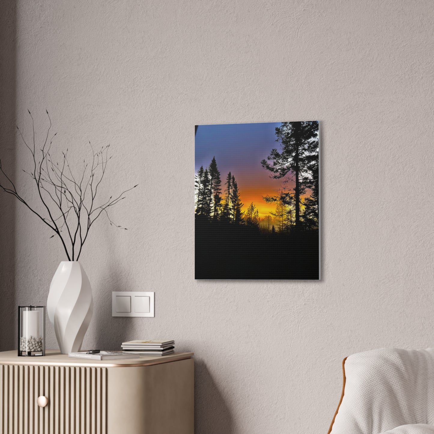 Sunset Forest Canvas Art - Stretched Wall Decor for Nature Lovers