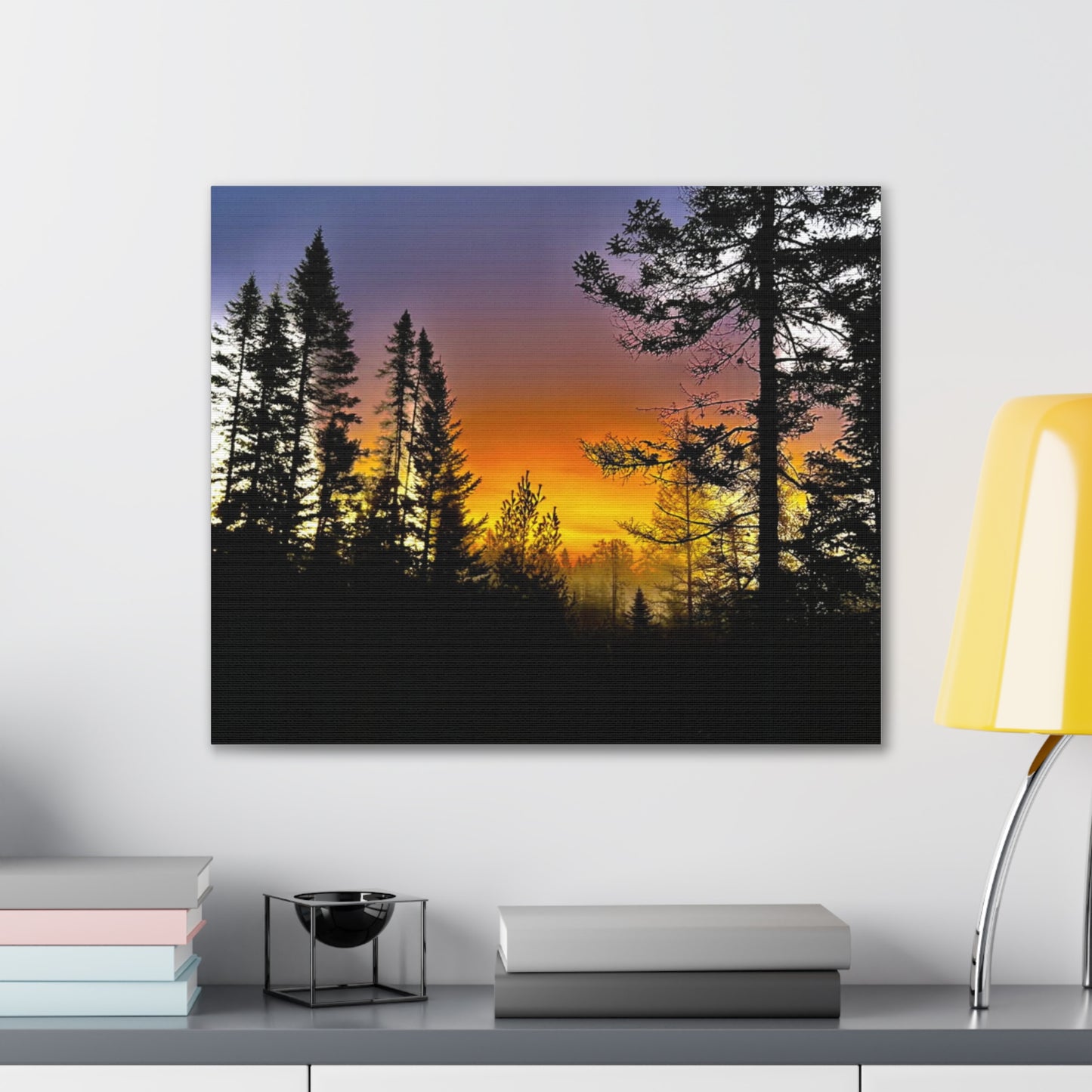 Sunset Forest Canvas Art - Stretched Wall Decor for Nature Lovers