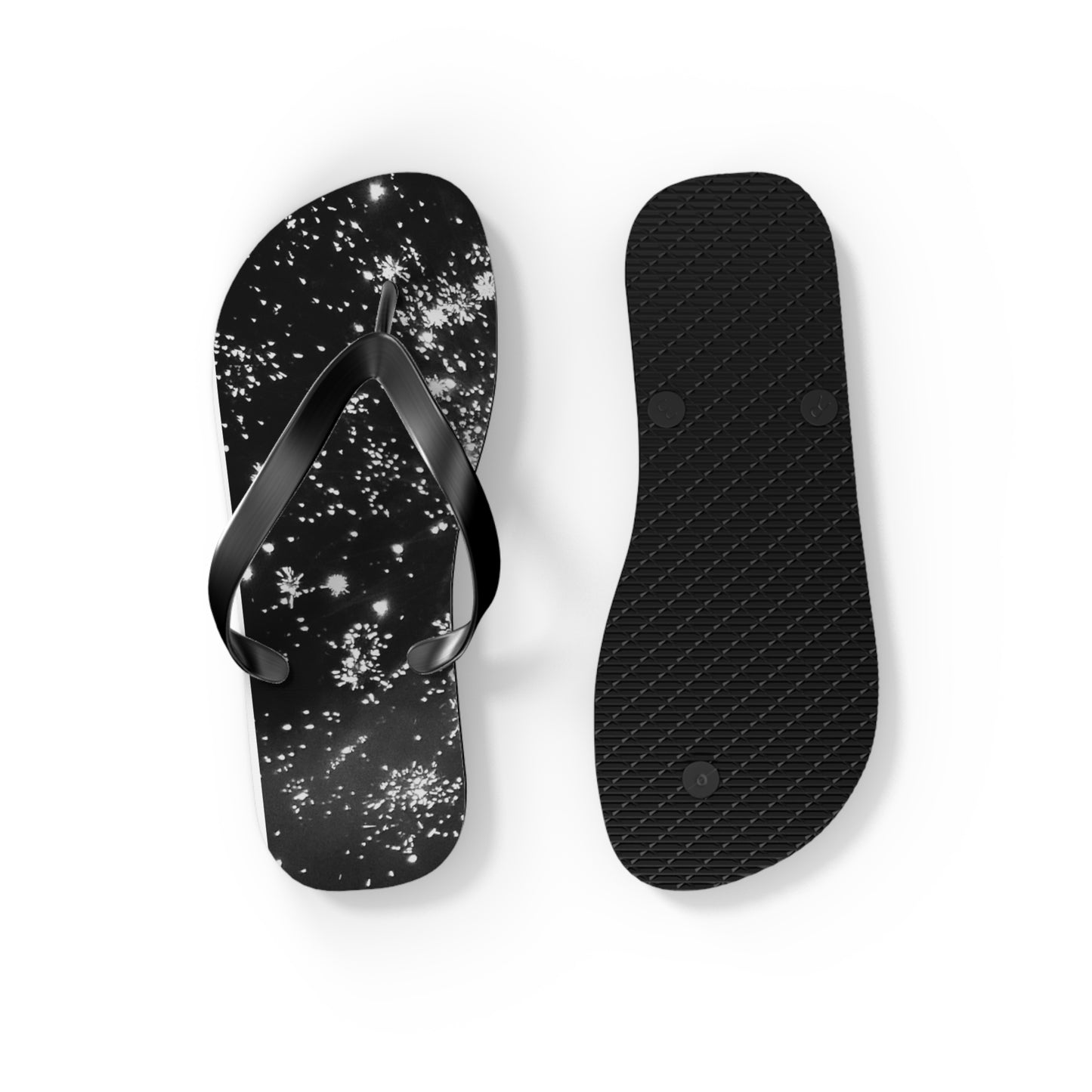 Flip Flops - Black and White Firework Design - Stylish and Fun Footwear for Summer