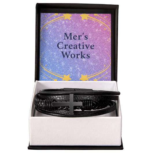 Men's Leather Cross Bracelet